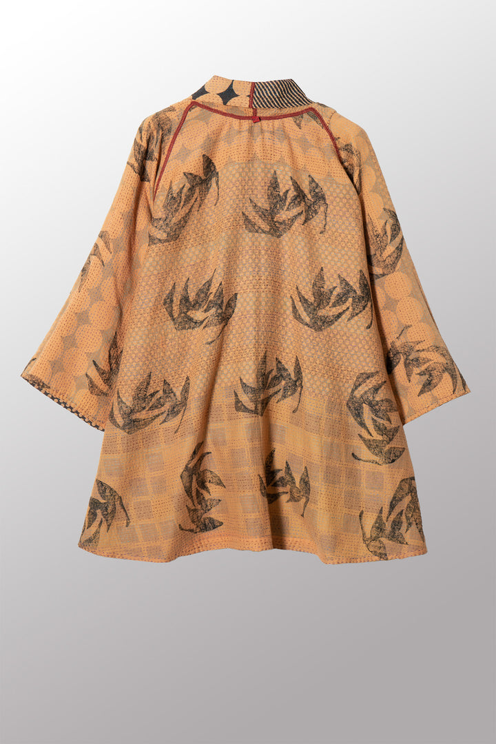 VINTAGE COTTON & NEW VOILE KANTHA KIMONO JKT - cn2004-0002a -