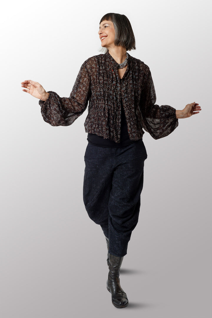 AJRAKH WAVY TUCK PUFF SLV. SHIRT - aw1580-blk -