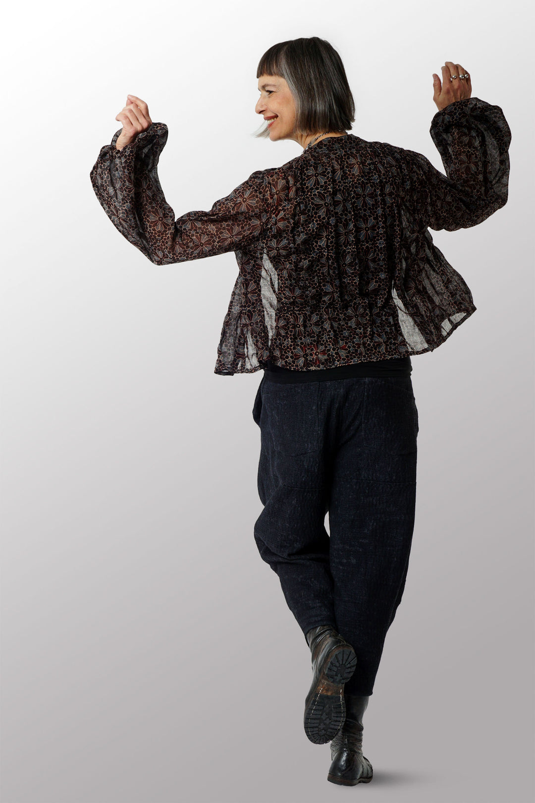 AJRAKH WAVY TUCK PUFF SLV. SHIRT - aw1580-blk -