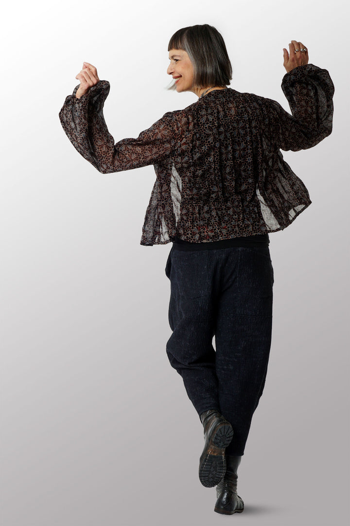 AJRAKH WAVY TUCK PUFF SLV. SHIRT - aw1580-blk -
