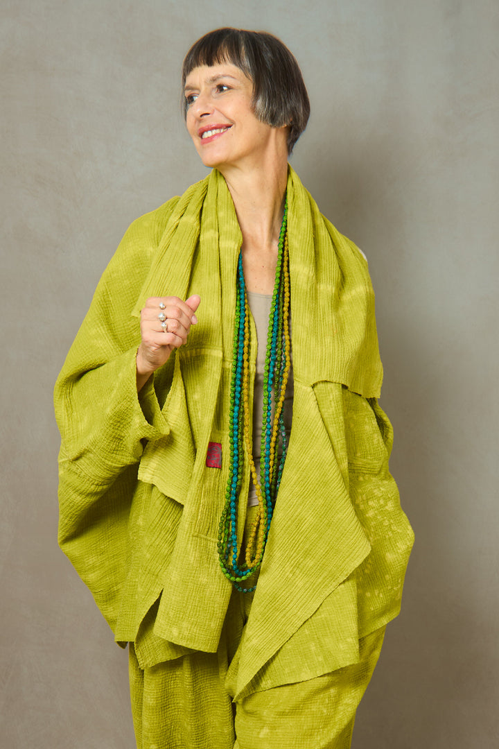 SAND SUN DYE RIPPLE KANTHA PONCHO TOPPER - rs2356-lim -