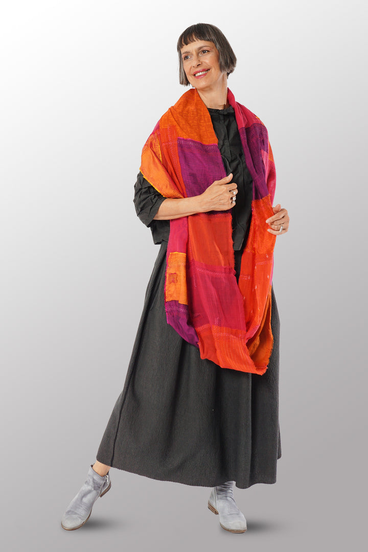 MOSAIC PATCH KANTHA INFINITY SCARF - mz1816-pik -