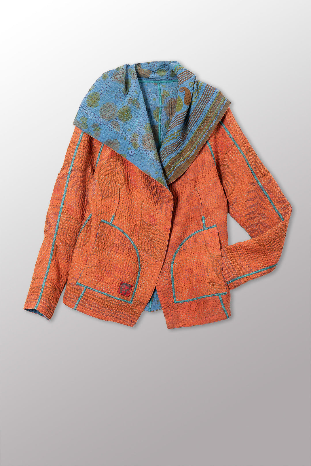 COTTON OVERDYE KANTHA HOODIE JACKET - ov4036-corg001m -