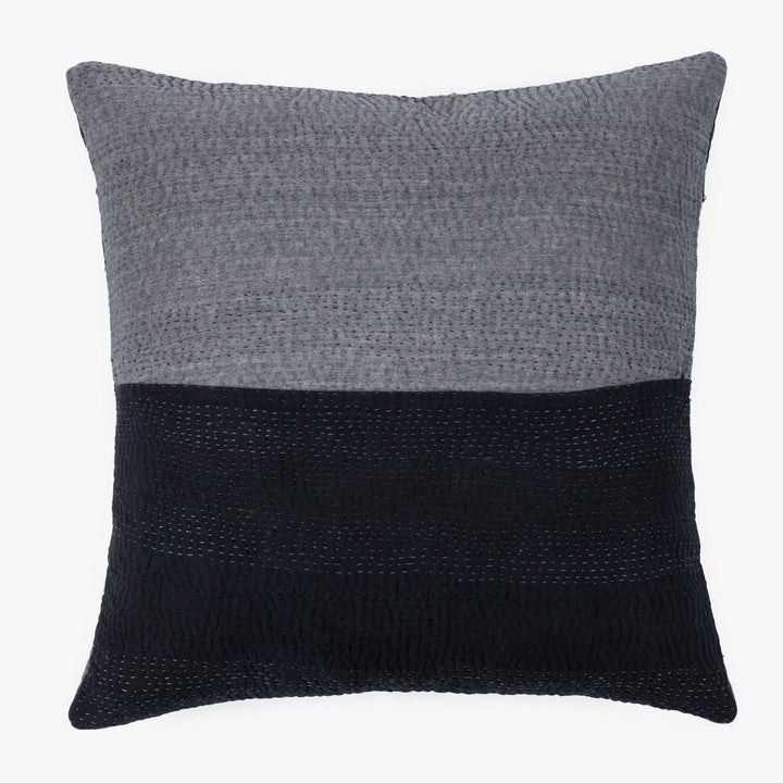 Landscape Handmade Vintage Kantha Pillow -Black