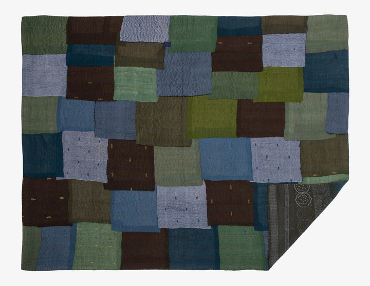 Ombre With Fray Handmade Vintage Kantha Throw -Avocado