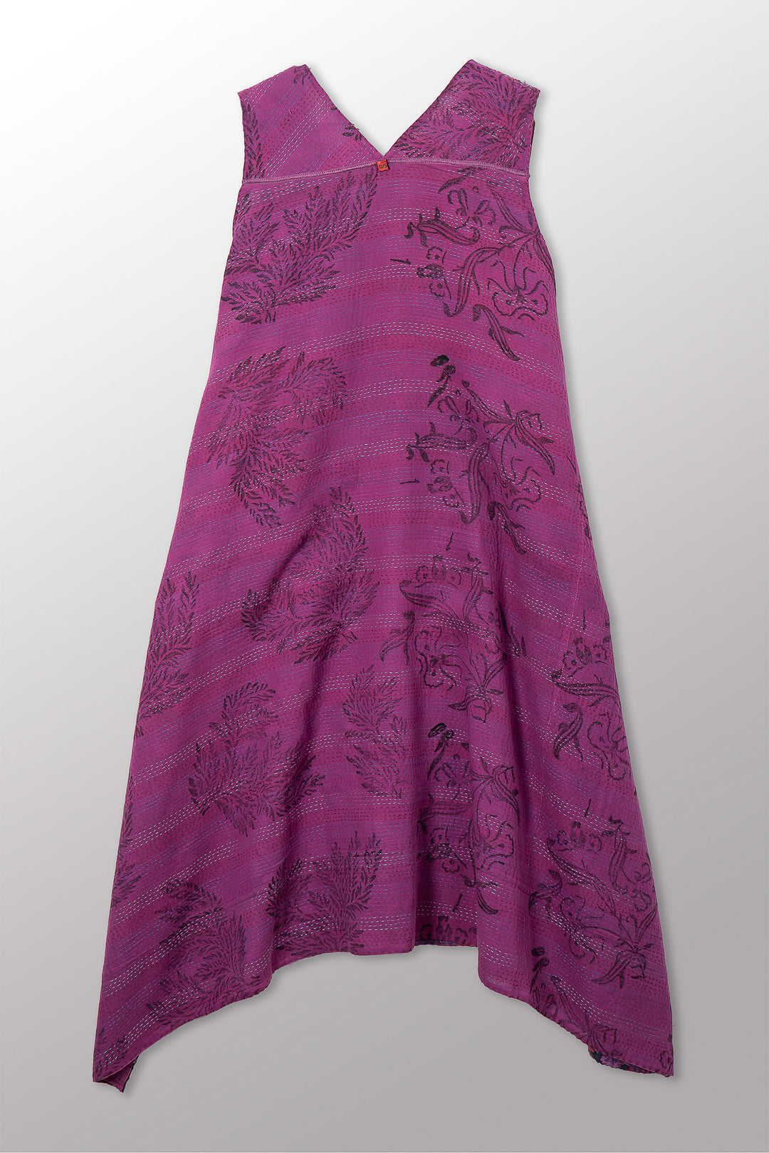 VINTAGE COTTON & NEW VOILE KANTHA TENT DRESS - cn2413-0002a -