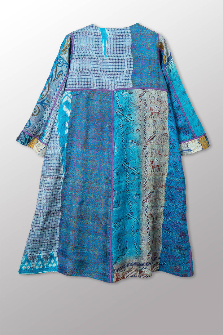 VINTAGE SILK KANTHA WRAP FLARE COAT - sv2330-0007a -