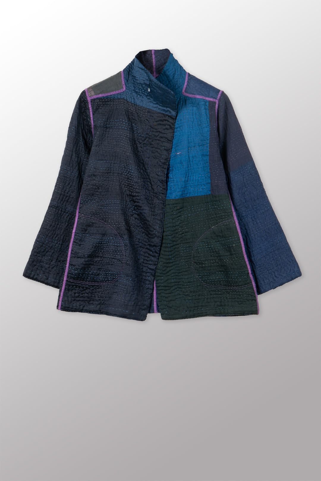 JAIPUR PATCH KANTHA SHORT JKT - jp4007-nvy -