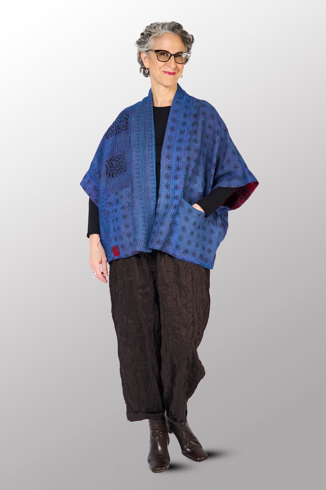 COTTON OVERDYE KANTHA MINI PONCHO - ov4060-cfus005a -