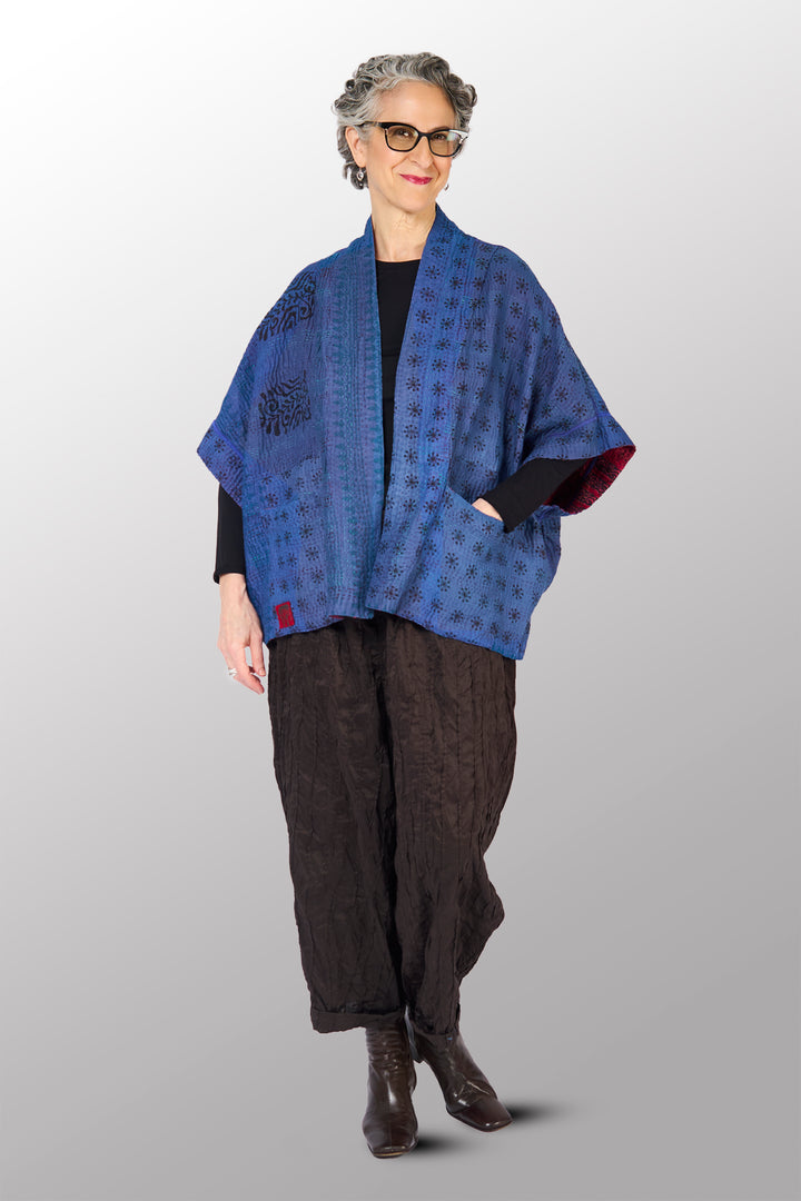 COTTON OVERDYE KANTHA MINI PONCHO - ov4060-cfus005a -