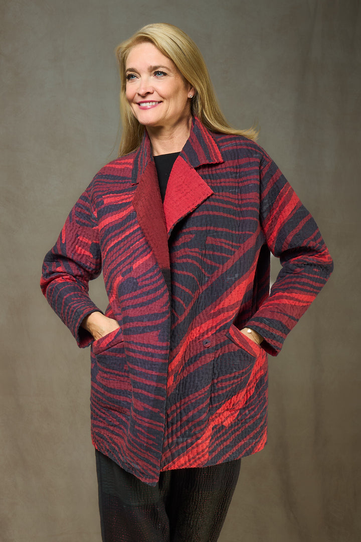 MAGMA AND OMBRE KANTHA LAPELED MEDIUM JKT - mw5080-red -