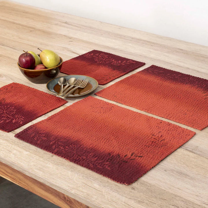 Ombre Patch Handmade Placemats -Orange (Set of 2)
