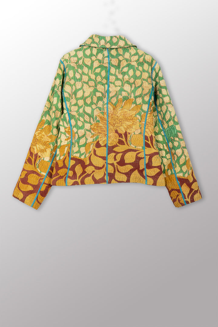 COTTON OVERDYE KANTHA CROPPED BASIC JACKET - ov4096-ctel002m -