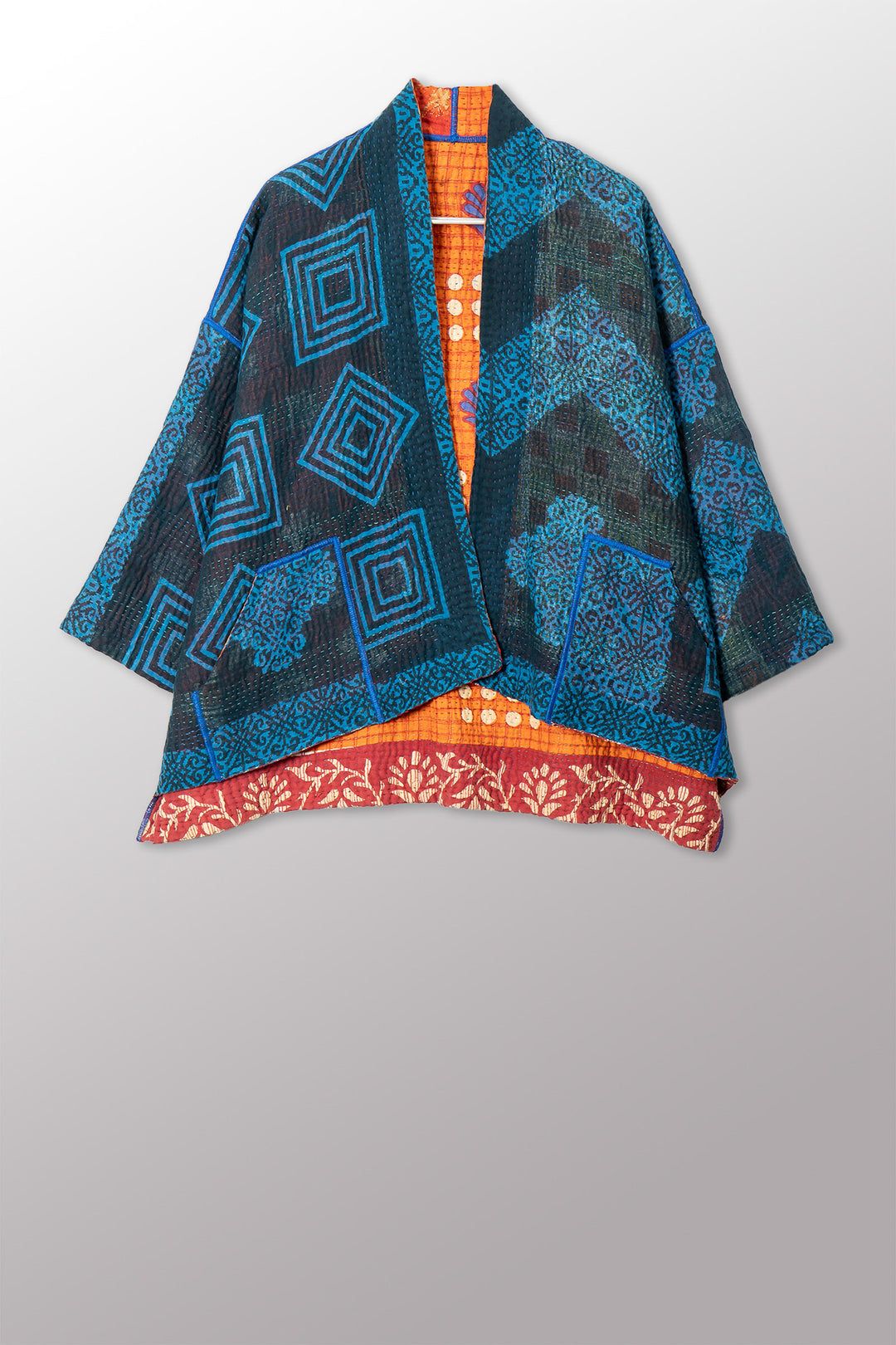 VINTAGE COTTON KANTHA MINI KIMONO JKT - cv4055-0055a -