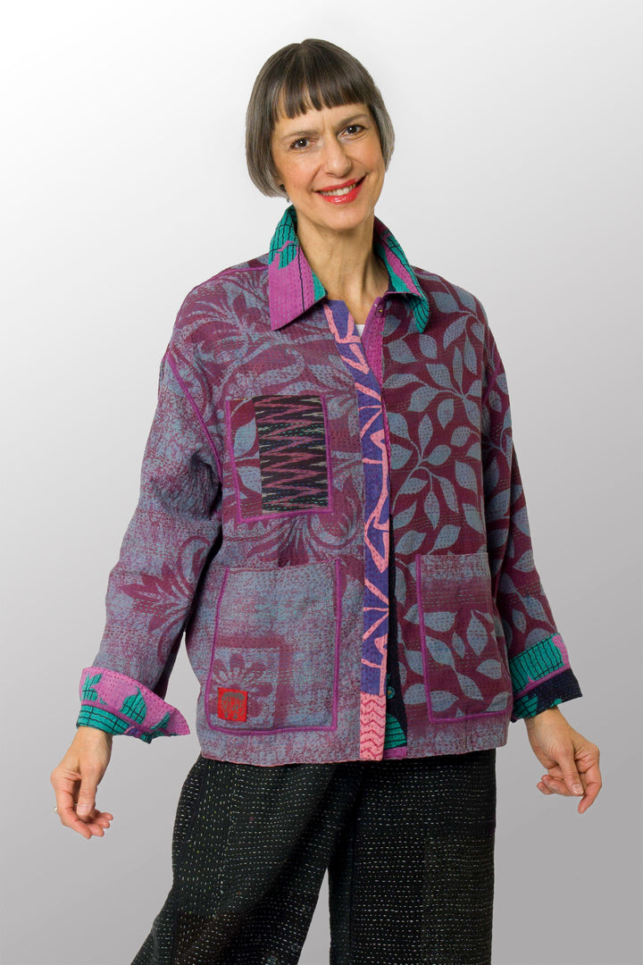 VINTAGE COTTON KANTHA WORKERS JACKET - cv2085-0001s -