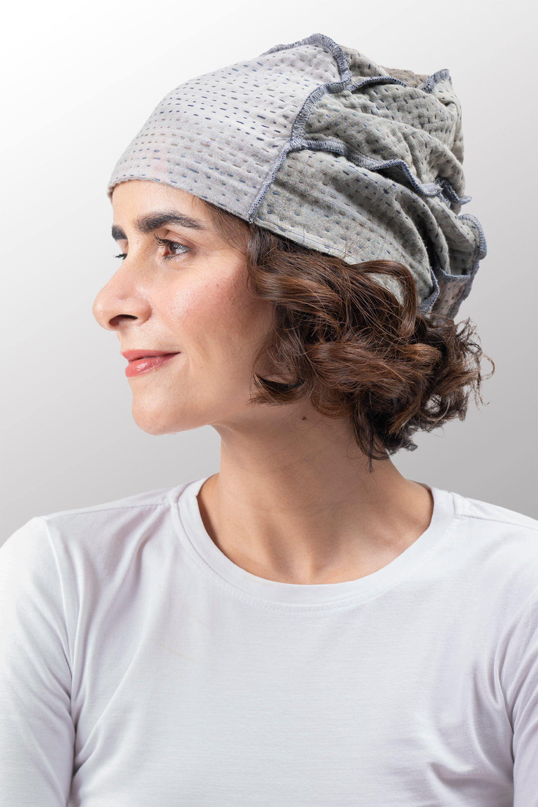 FRAYED PATCH KANTHA PATCHWORK HAT - fi4880-glk -