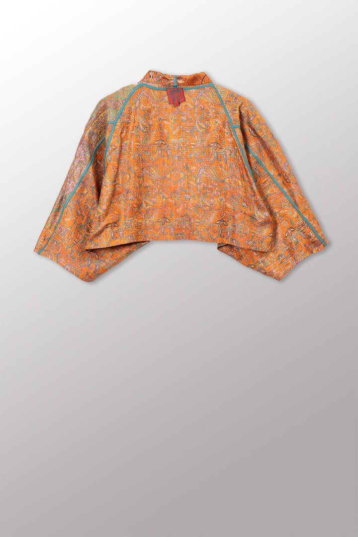VINTAGE SILK KANTHA PUFF SLV. SHRUG - sv2062-0043a -