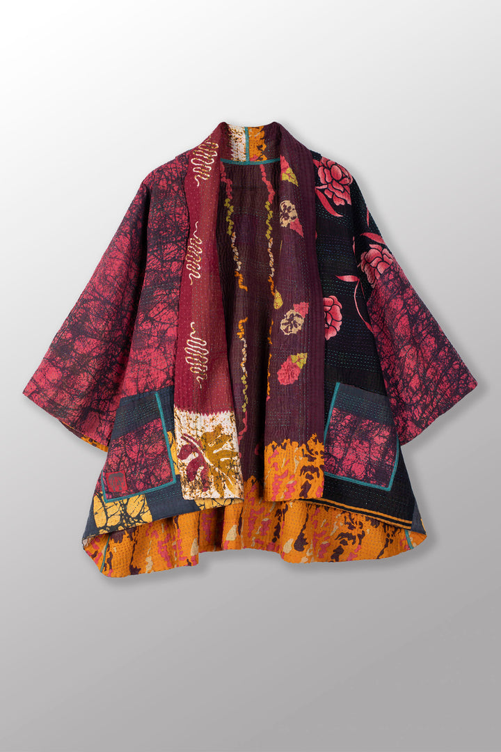VINTAGE COTTON KANTHA KIMONO JACKET - cv4004-0206a -