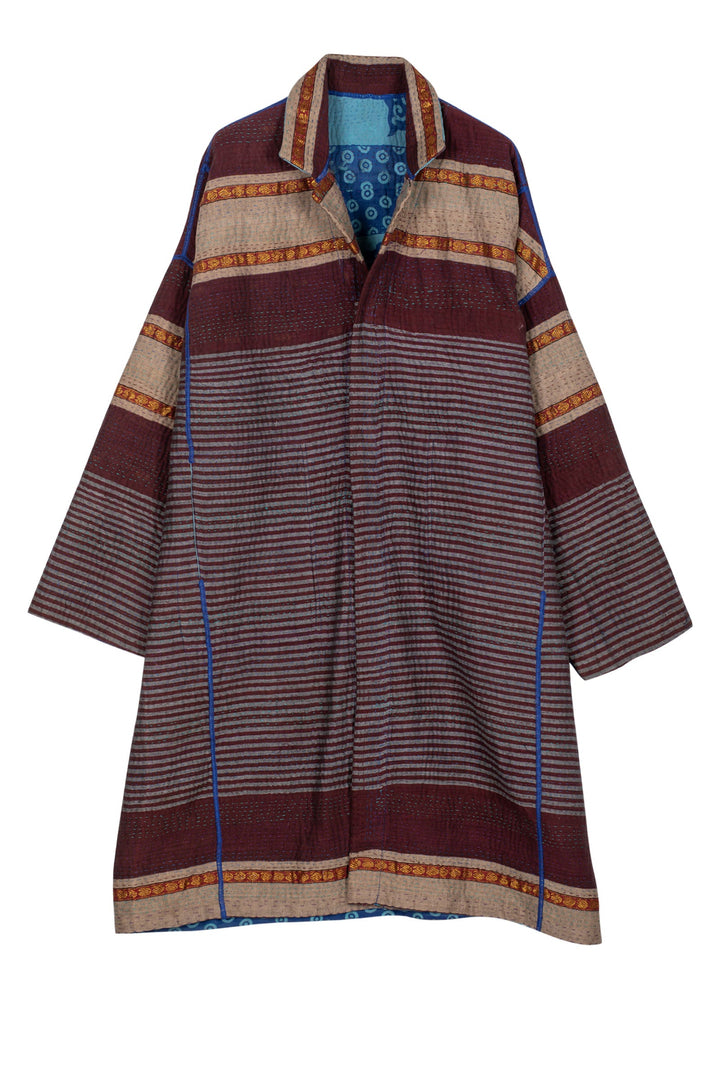 VINTAGE COTTON KANTHA OVERSIZED MEDIUM COAT - cv4331-5001a -