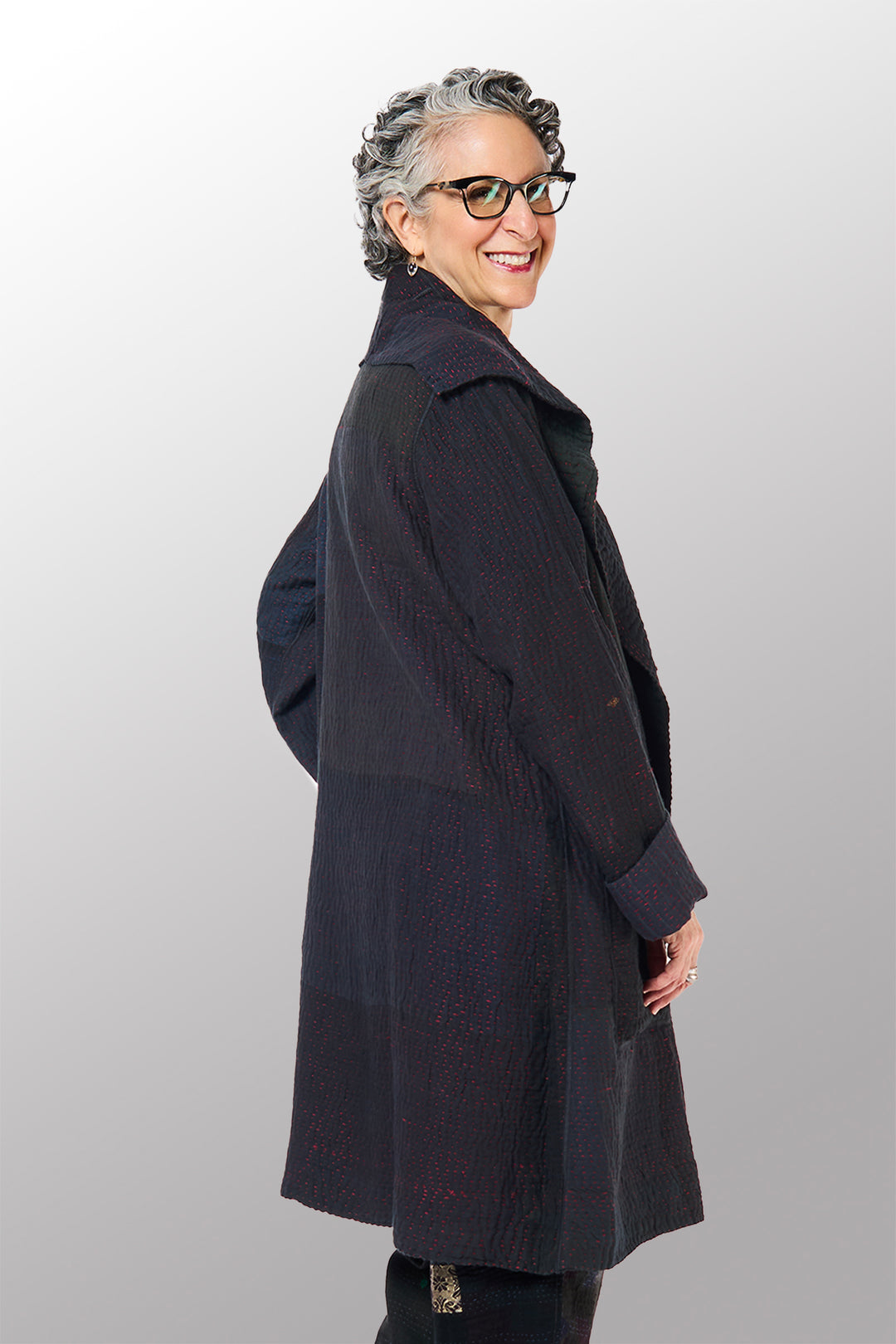 MUJI PATCH KANTHA POCKET MEDIUM COAT - mp4316-blk -