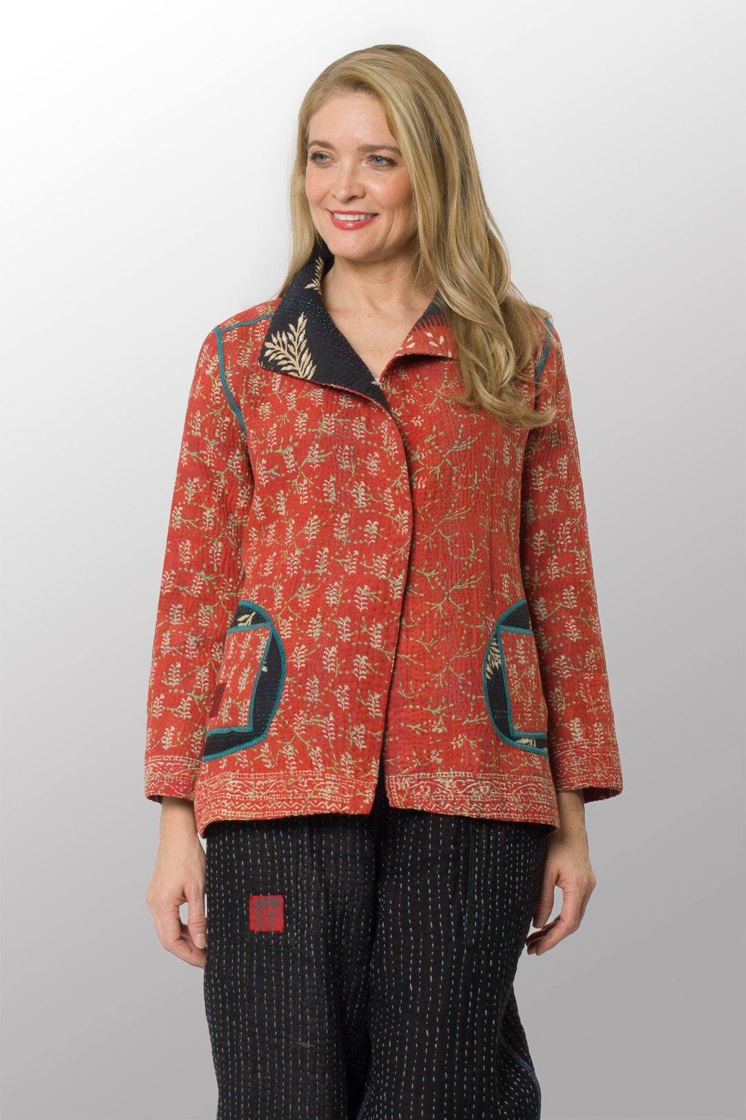 VINTAGE COTTON KANTHA SHORT JKT - cv4007-0329m -