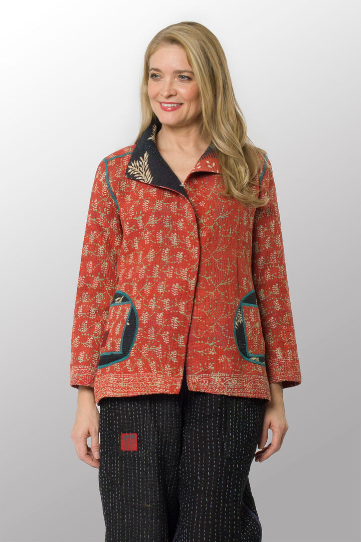 VINTAGE COTTON KANTHA SHORT JKT - cv4007-0329m -