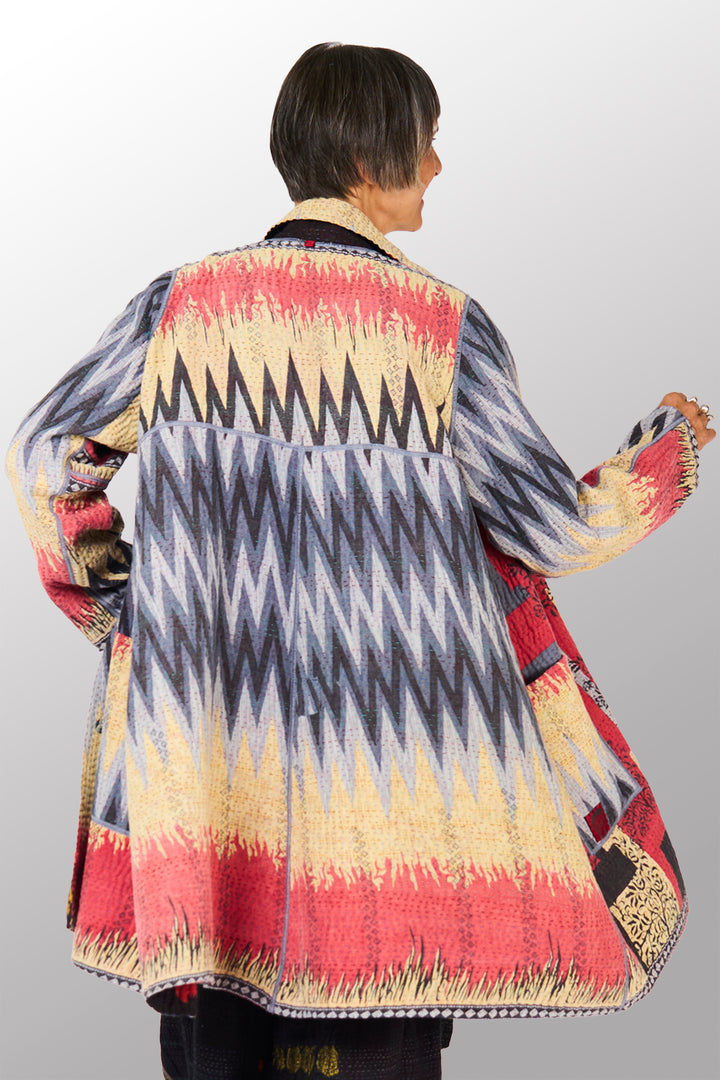 VINTAGE COTTON KANTHA A-LINE DUSTER - cv4311-0110a -