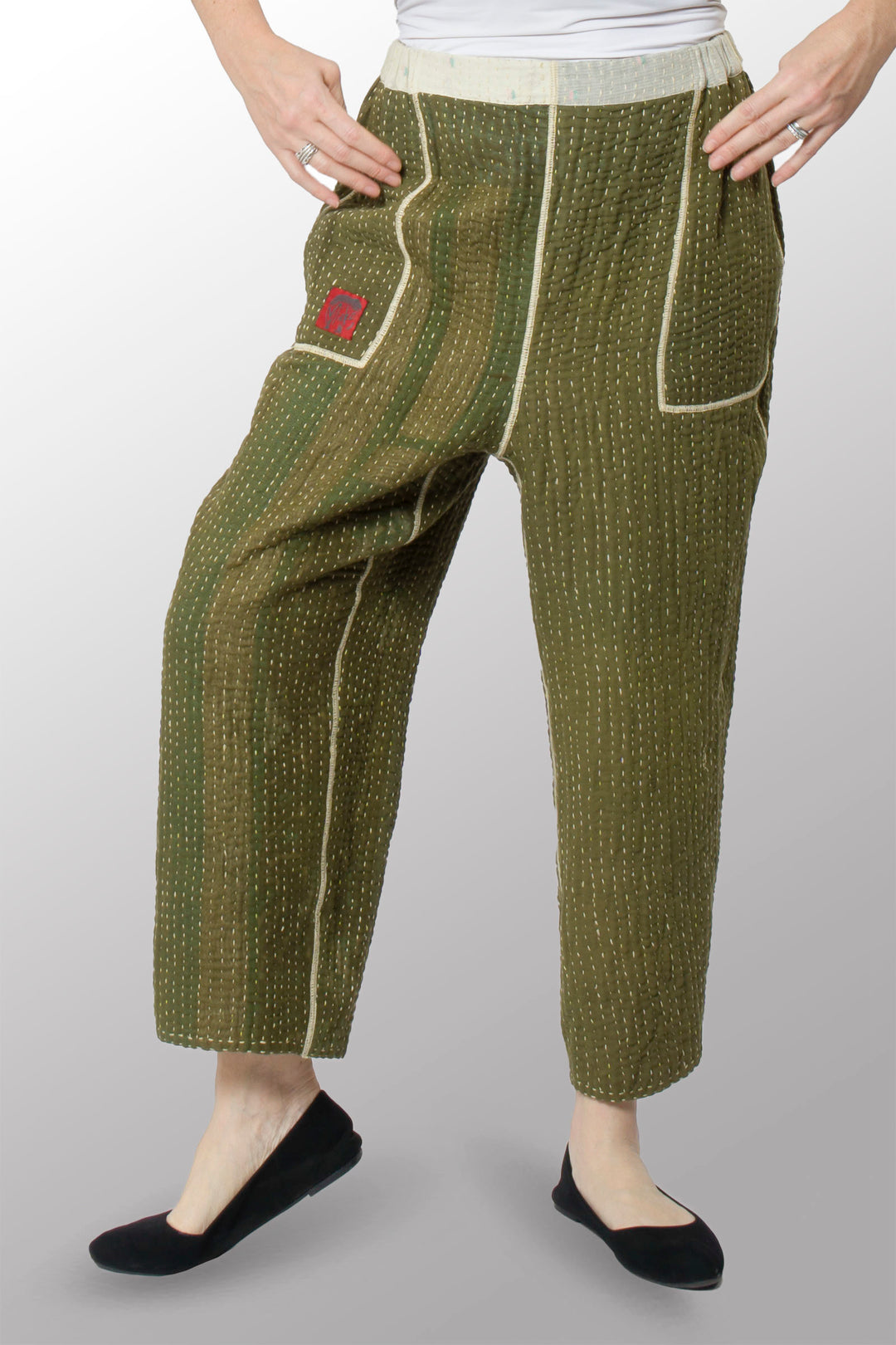 BBK SOLID KANTHA NEW LANTERN PANTS - bl-bbs4651-ivy -