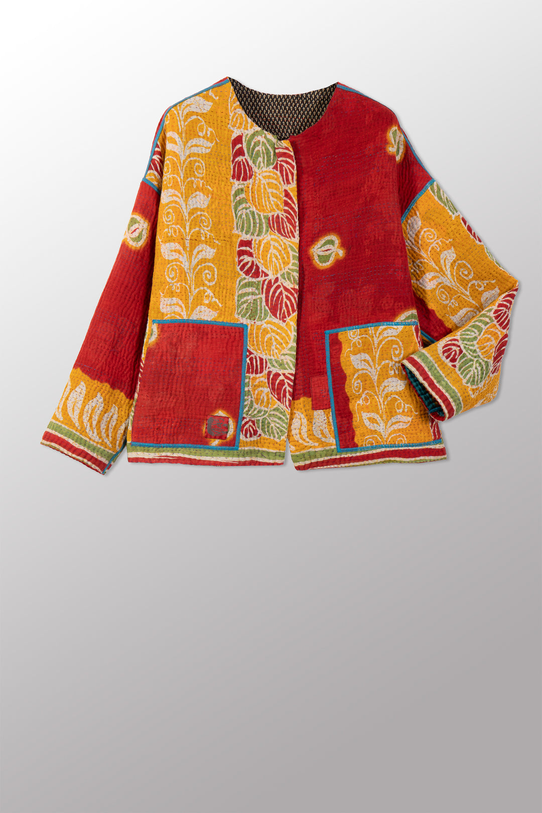 VINTAGE COTTON KANTHA CREW NECK SHORT JKT - cv4053-0067a -