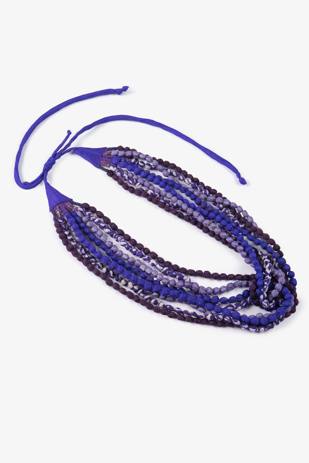 VINTAGE SILK KANTHA SEED NECKLACE - sv2721-prp -