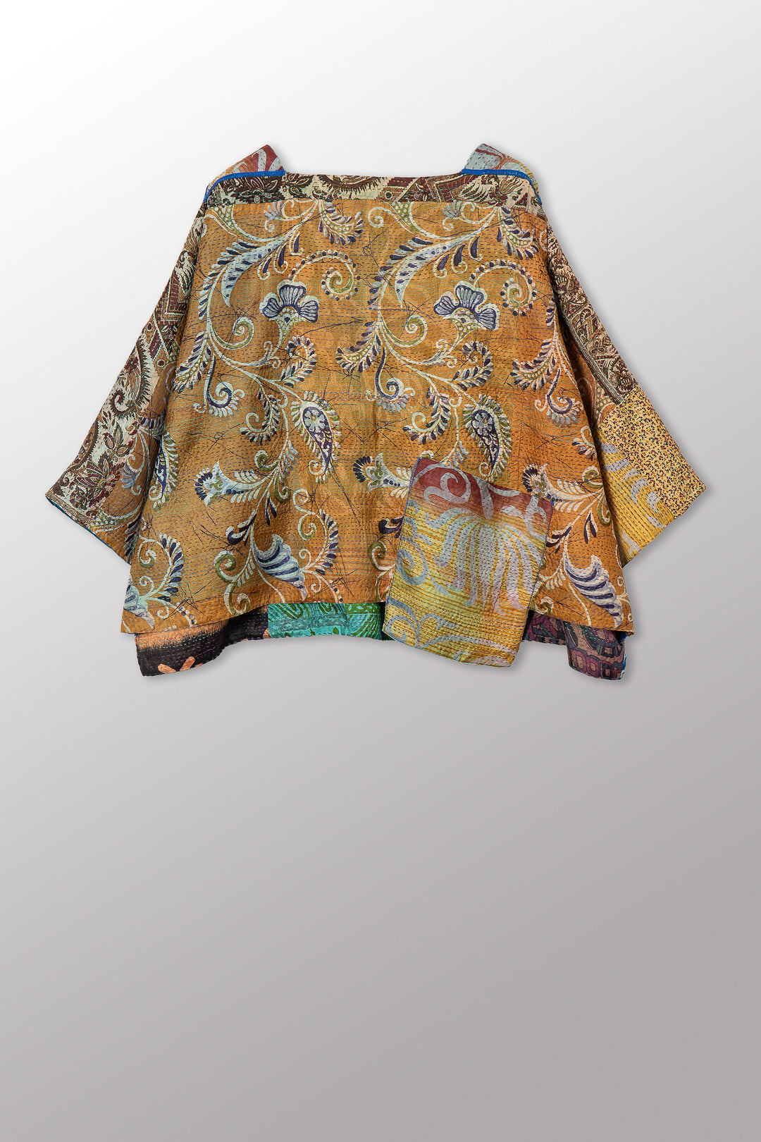 VINTAGE SILK KANTHA 3/4 SLV. CROP TOP MIO - sv2538-0019a -