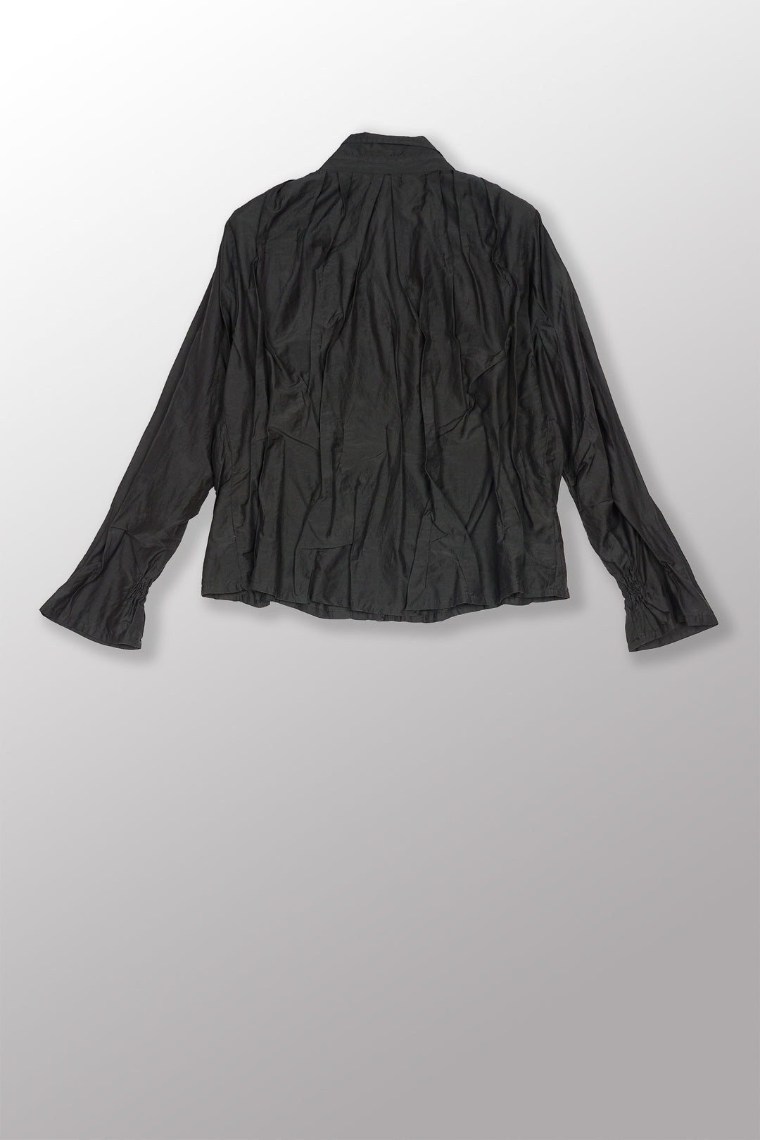 DYED COTTON SILK VOILE WAVY TUCK CROPPED SHIRT - dc1579-gry -