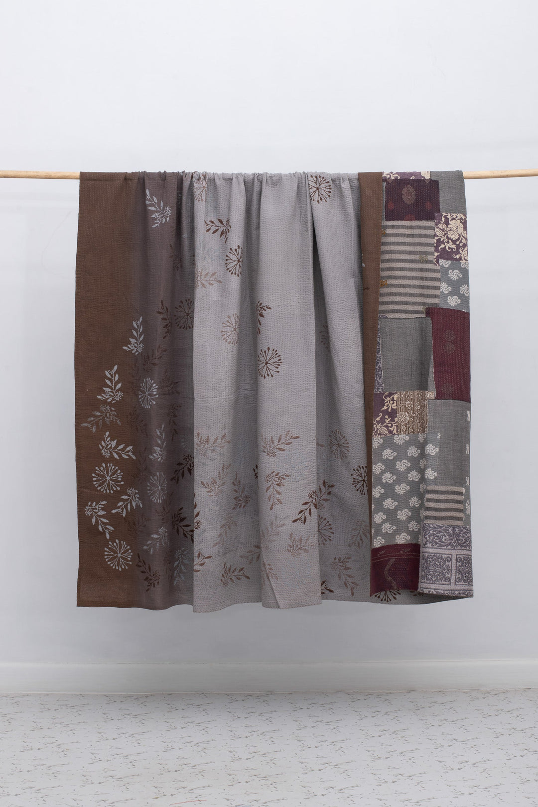 Ombre Patch Vintage Cotton Kantha Table Covers -Chocolate