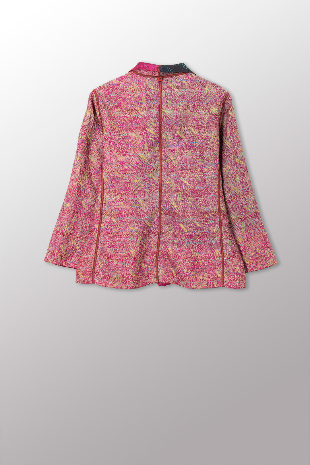 VINTAGE SILK GEORGETTE KANTHA SHORT JACKET - sg2007-0006m -
