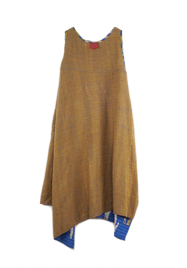 VINTAGE COTTON BBK KANTHA POINTY HEM DRESS - bb2415-0008m -