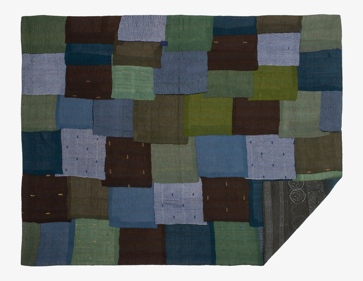 Ombre With Fray Handmade Vintage Kantha Throw -Avocado