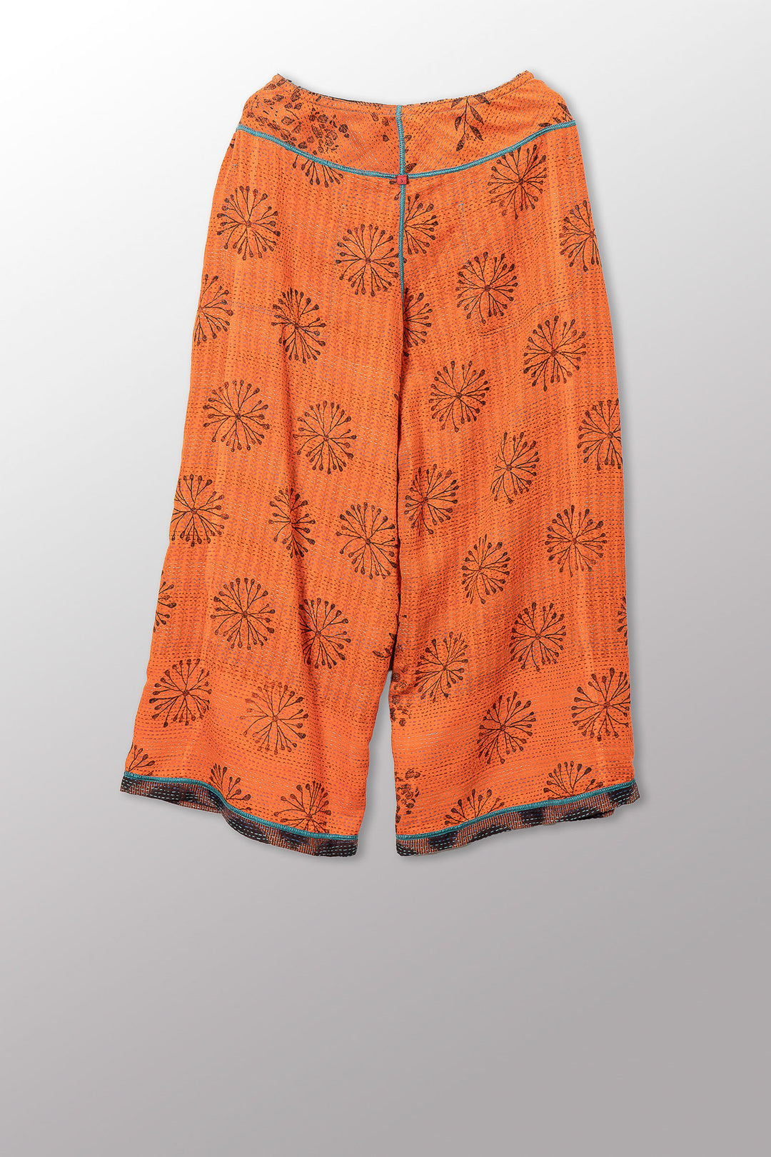 VINTAGE COTTON & NEW VOILE KANTHA MID RISE WIDE LEG PANTS - cn2665-0005s -