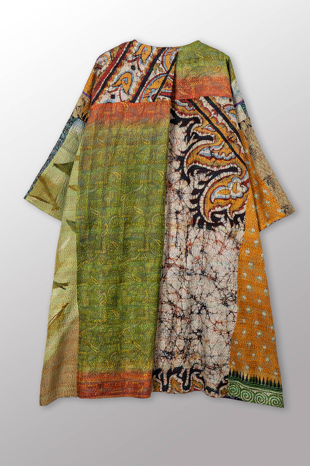 VINTAGE SILK KANTHA LONG DUSTER - sv2328-0015a -