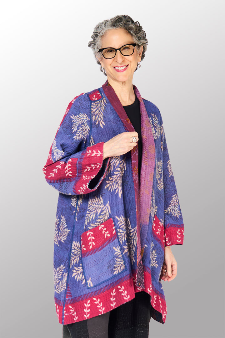 COTTON OVERDYE KANTHA A-LINE JKT - ov4003-cfus037a -