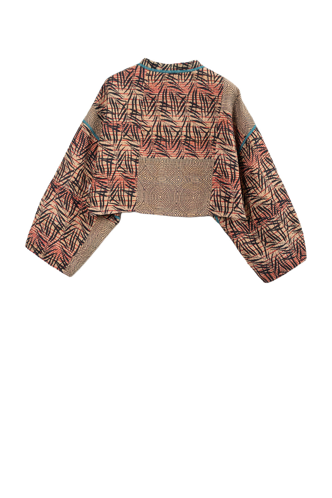 SOHO BAMBOO KANTHA SLEEVE JACKET - bo4090-cblk003s -