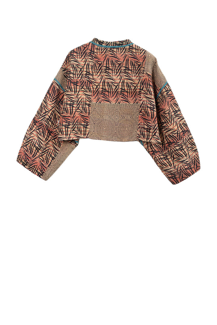 SOHO BAMBOO KANTHA SLEEVE JACKET - bo4090-cblk003s -