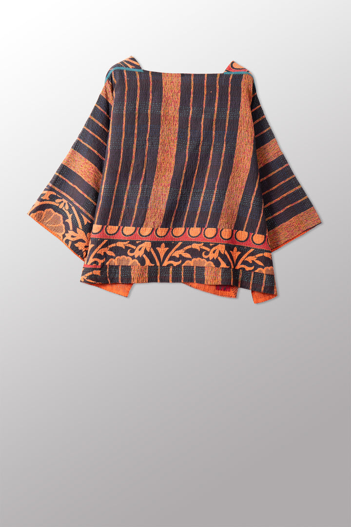 VINTAGE COTTON & NEW VOILE KANTHA 3/4 SLV. CROP TOP MIO - cn2538-0001a -