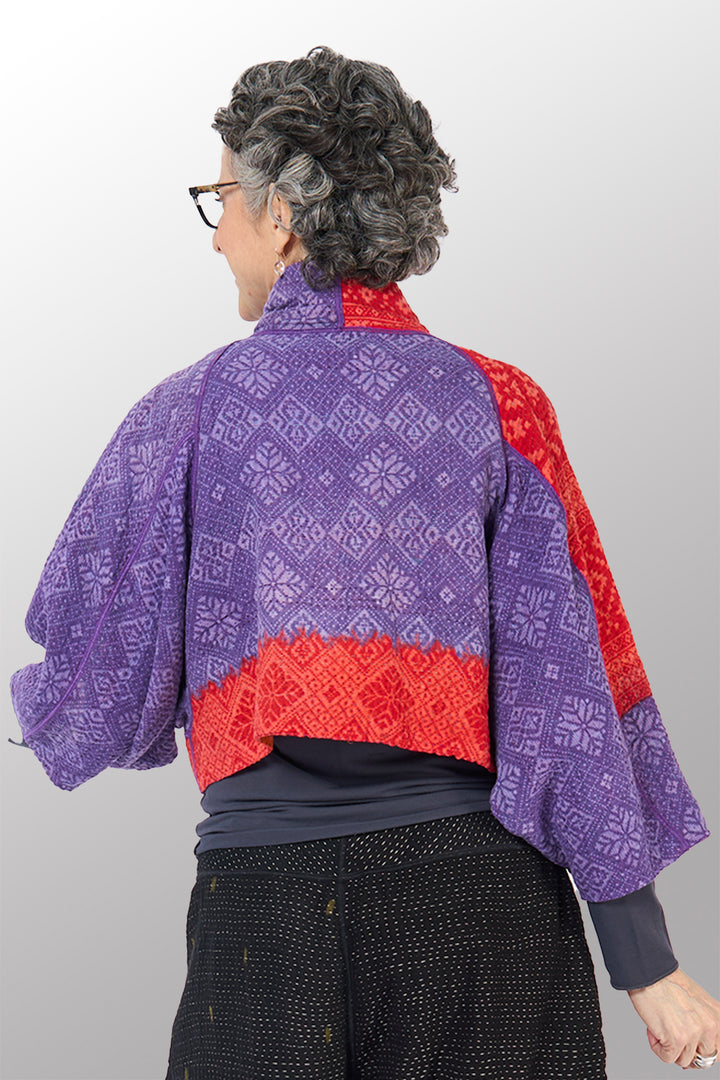 COTTON OVERDYE KANTHA PUFF SLV. SHRUG - ov4062-corg001a -