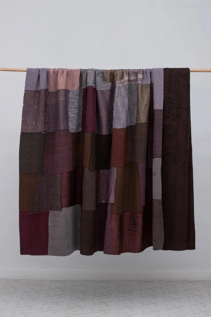 Ombre With Fray Patch Handmade Vintage Quilts -Chocolate