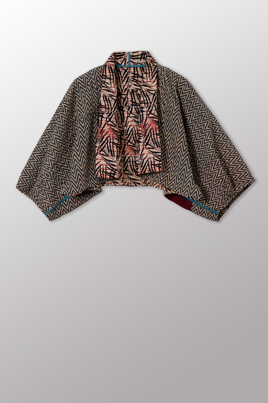 SOHO BAMBOO KANTHA PUFF SLV. SHRUG - bo4062-cblk004a -