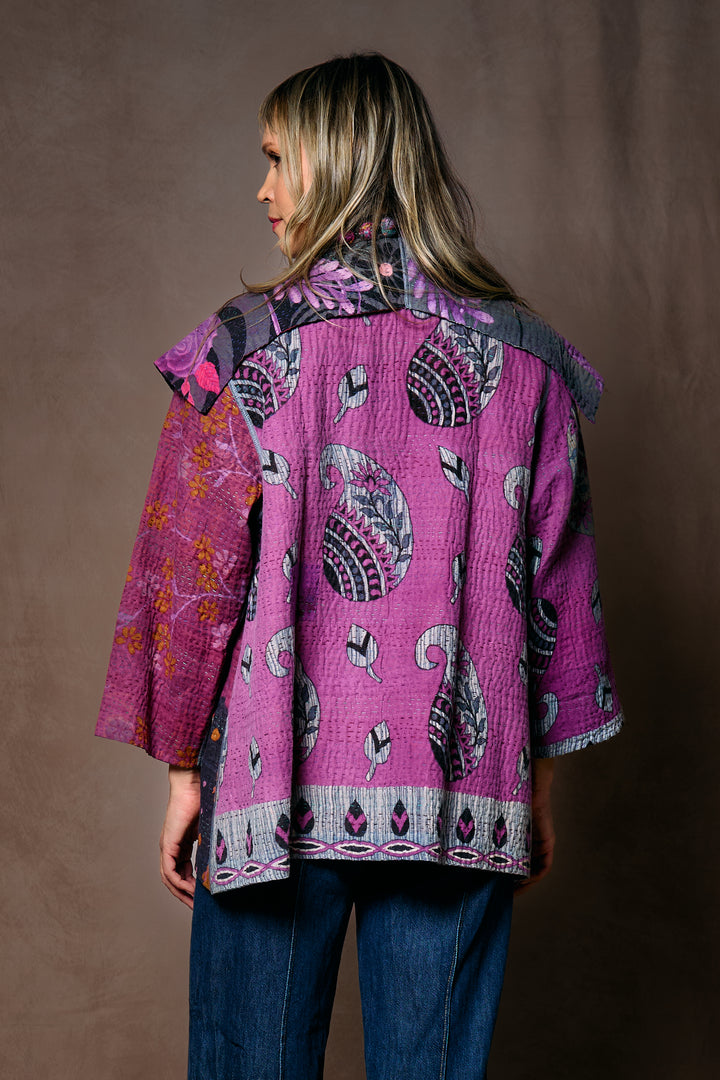 VINTAGE COTTON KANTHA FLARE JKT - cv4010-0168a -