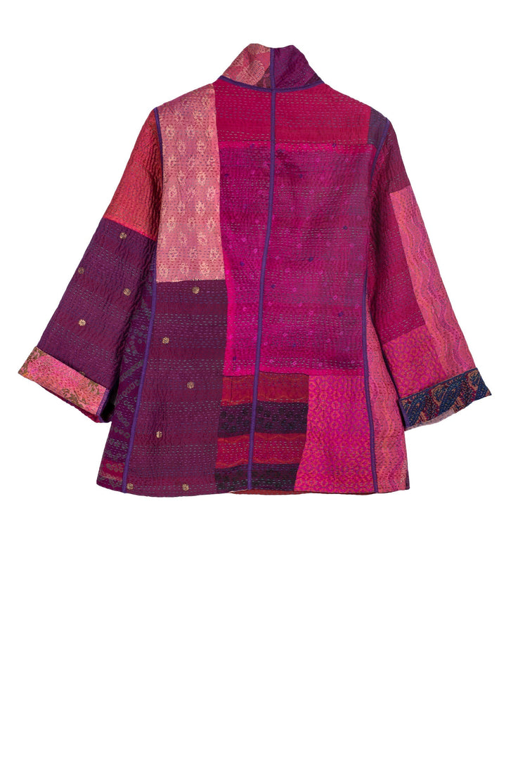 JACQUARD SILK KANTHA SHORT JACKET - js4007-pik -
