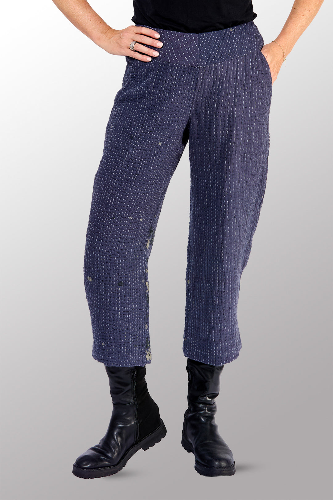 BBK SOLID KANTHA NEW LANTERN PANTS - bl-bbs4651-nvy -