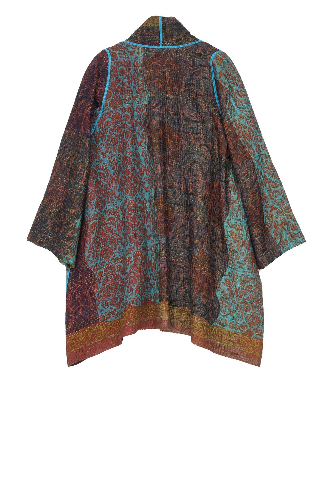 BAGH PRINT KANTHA A-LINE JKT - bg4003-brn -