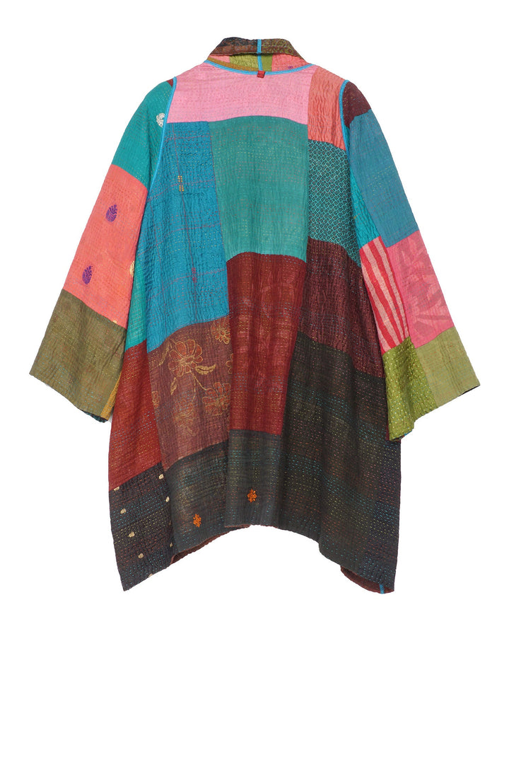 BAGH PRINT KANTHA A-LINE JKT - bg4003-brn -